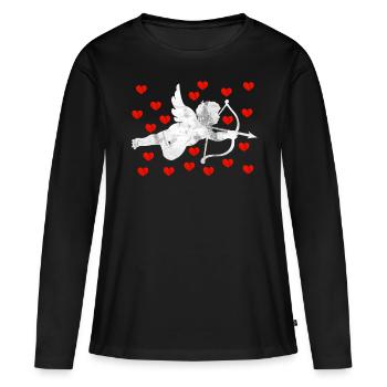 Ange cupidon - T-shirt manches longues Premium bio Femme - noir - Devant - Julia (174cm)