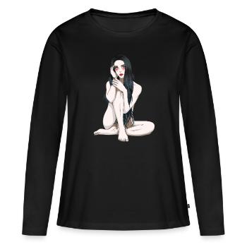 Vampir nackte Frau Dark Grufti Gothic Sex - Frauen Premium Bio Langarmshirt - Schwarz - Vorne - Julia (174cm)