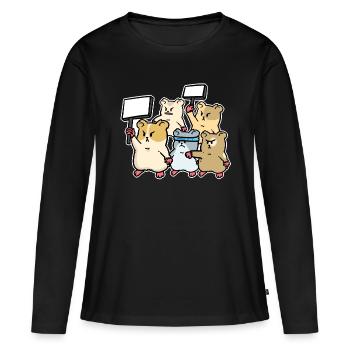 Manifestation de protestation de hamster Manifestation de manifestation - T-shirt manches longues Premium bio Femme - noir - Devant - Julia (174cm)