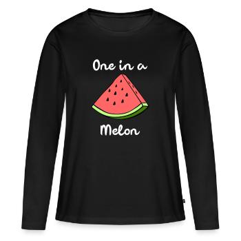 One in a Melon Million Watermelon Gift - Women's Premium Organic Long Sleeve Shirt - black - Front - Julia (174cm)