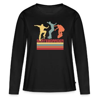 skateboard - T-shirt manches longues Premium bio Femme - noir - Devant - Julia (174cm)