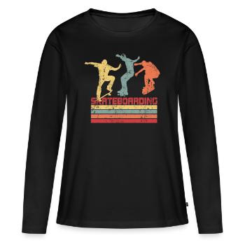 Skateboarding - Frauen Premium Bio Langarmshirt - Schwarz - Vorne - Julia (174cm)