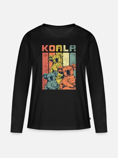Koala - Frauen Premium Bio Langarmshirt - Schwarz