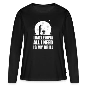 Grill Grilling - Women's Premium Organic Long Sleeve Shirt - black - Front - Julia (174cm)