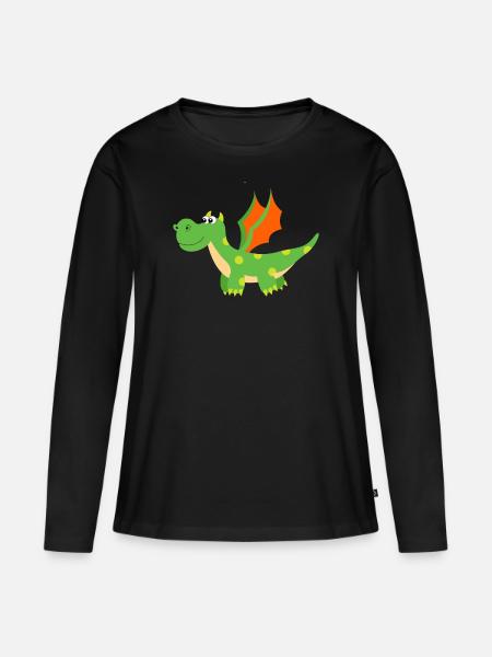 Drache - Frauen Premium Bio Langarmshirt - Schwarz