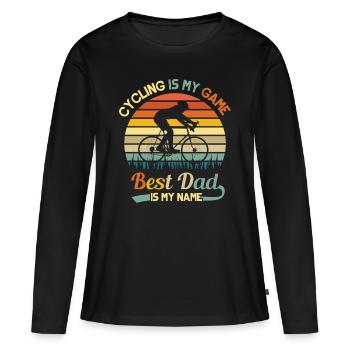 Cadeau de fête des pères vélo - T-shirt manches longues Premium bio Femme - noir - Devant - Julia (174cm)