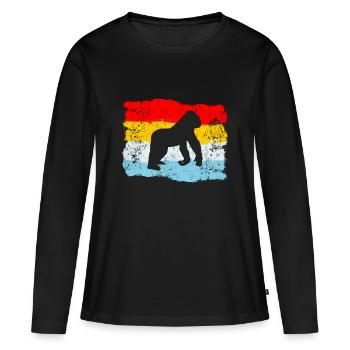 Gorilla retro - Women's Premium Organic Long Sleeve Shirt - black - Front - Julia (174cm)