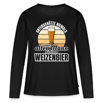 Weizenbier alter Mann Grossvater Vater Geschenk - Frauen Premium Bio Langarmshirt - Schwarz - Vorne - Julia (174cm)