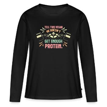 Vegan Veganer Fitness Bodybuilding - Frauen Premium Bio Langarmshirt - Schwarz - Vorne - Julia (174cm)
