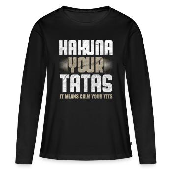 Funny Sayings Funny Funny - Women's Premium Organic Long Sleeve Shirt - black - Front - Julia (174cm)