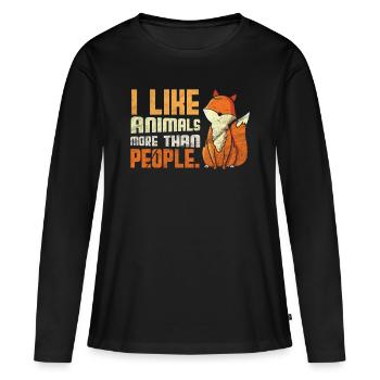 Animaux animaux amoureux des animaux - T-shirt manches longues Premium bio Femme - noir - Devant - Julia (174cm)