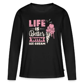Crème glacée au soleil d'été - T-shirt manches longues Premium bio Femme - noir - Devant - Julia (174cm)