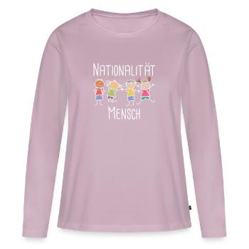 nationalité homme - Anti-Racisme - Diversité - T-shirt manches longues Premium bio Femme - rose poudré - Devant - Julia (174cm)