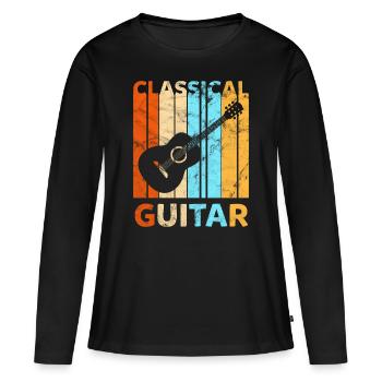 Klassische Gitarre - Frauen Premium Bio Langarmshirt - Schwarz - Vorne - Julia (174cm)