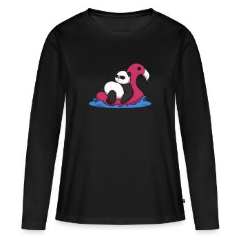 Panda Floater Chiller Chill Out - T-shirt manches longues Premium bio Femme - noir - Devant - Julia (174cm)