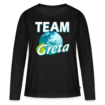TEAM Greta - Frauen Premium Bio Langarmshirt - Schwarz - Vorne - Julia (174cm)