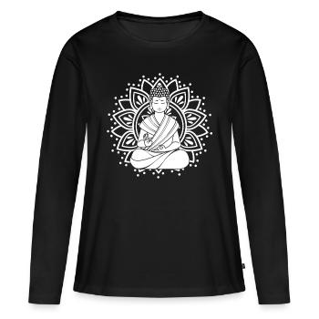 Yoga Yogamatte Geschenk - Frauen Premium Bio Langarmshirt - Schwarz - Vorne - Julia (174cm)