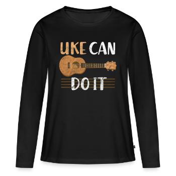 Ukulélé musical - T-shirt manches longues Premium bio Femme - noir - Devant - Julia (174cm)