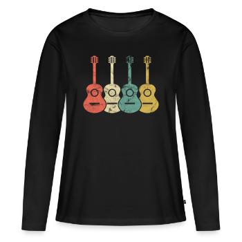 Ukulélé Soprano-ukulélé - T-shirt manches longues Premium bio Femme - noir - Devant - Julia (174cm)