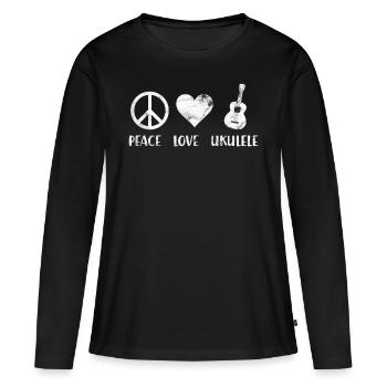 Ukulele Freizeit - Frauen Premium Bio Langarmshirt - Schwarz - Vorne - Julia (174cm)