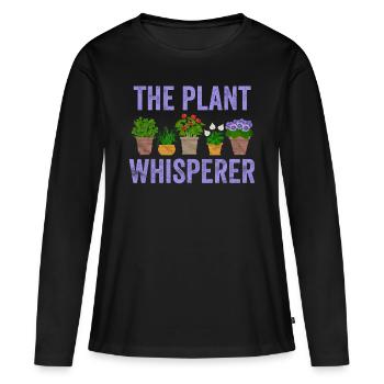 Der Pflanzenflüsterer - Frauen Premium Bio Langarmshirt - Schwarz - Vorne - Julia (174cm)