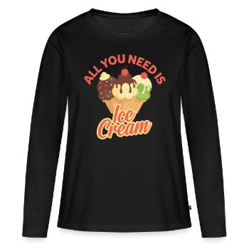Eiscreme - Frauen Premium Bio Langarmshirt - Schwarz - Vorne - Julia (174cm)