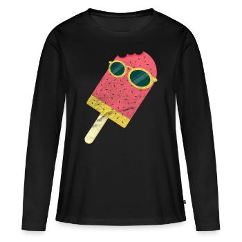 glace - T-shirt manches longues Premium bio Femme - noir - Devant - Julia (174cm)