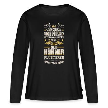 Poulet - Dire - T-shirt manches longues Premium bio Femme - noir - Devant - Julia (174cm)