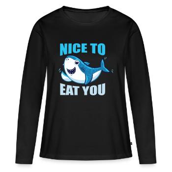 Requin requin - T-shirt manches longues Premium bio Femme - noir - Devant - Julia (174cm)