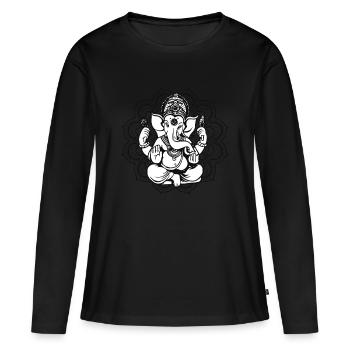 Ganesha Mandala - T-shirt manches longues Premium bio Femme - noir - Devant - Julia (174cm)