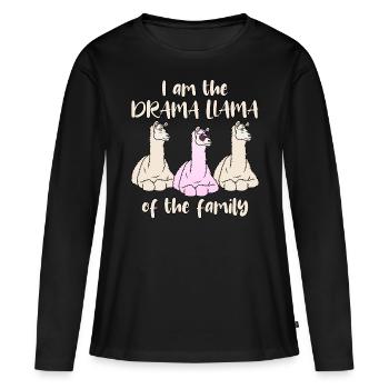 Drame lama rose dire drame lama de la famille - T-shirt manches longues Premium bio Femme - noir - Devant - Julia (174cm)