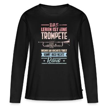Trompette trompette musique - T-shirt manches longues Premium bio Femme - noir - Devant - Julia (174cm)