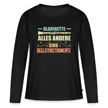 Instrument à vent clarinette - T-shirt manches longues Premium bio Femme - noir - Devant - Julia (174cm)