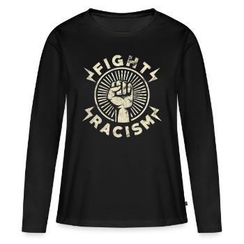Combattre le racisme - contre le racisme - T-shirt manches longues Premium bio Femme - noir - Devant - Julia (174cm)