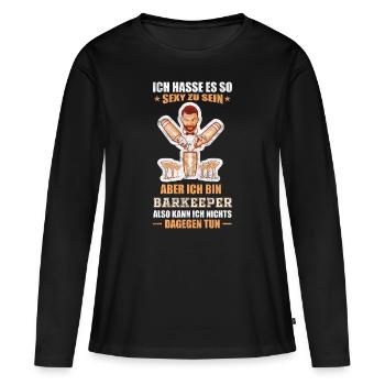 Serveur barman disant gastronomie - T-shirt manches longues Premium bio Femme - noir - Devant - Julia (174cm)