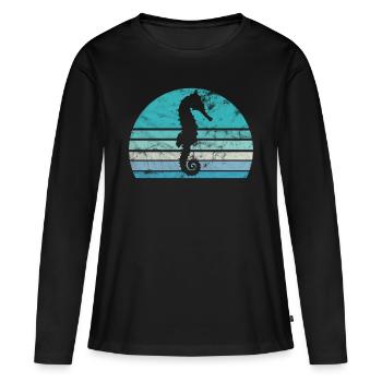 Hippocampes mer créatures souvenirs de vacances - T-shirt manches longues Premium bio Femme - noir - Devant - Julia (174cm)