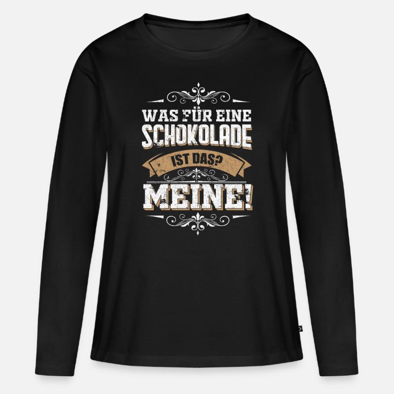 Schokolade Geschenk - Frauen Premium Bio Langarmshirt - Schwarz