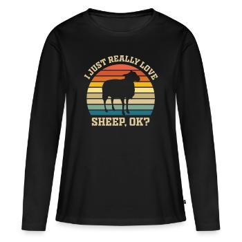 Sheep - shepherd shepherd gift idea - Women's Premium Organic Long Sleeve Shirt - black - Front - Julia (174cm)