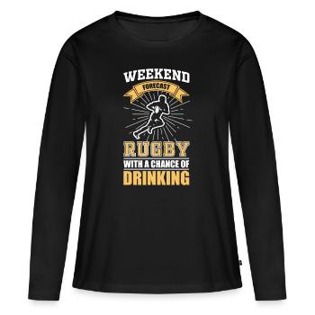 Rugby Freizeit - Frauen Premium Bio Langarmshirt - Schwarz - Vorne - Julia (174cm)