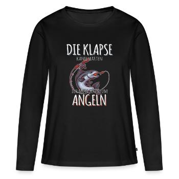 ANGELN ANGELN ANGELN - Frauen Premium Bio Langarmshirt - Schwarz - Vorne - Julia (174cm)