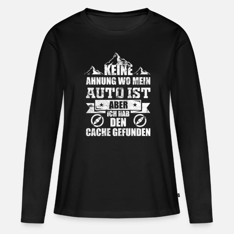 Geocaching Cache - Frauen Premium Bio Langarmshirt - Schwarz