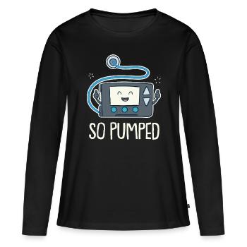 Pompe à insuline drôle de type 1 donc pompée - T-shirt manches longues Premium bio Femme - noir - Devant - Julia (174cm)