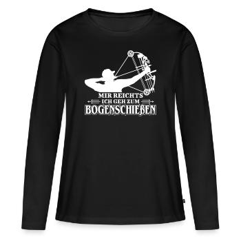 Mir reichts - ich geh zum Bogenschießen Spruch - Frauen Premium Bio Langarmshirt - Schwarz - Vorne - Julia (174cm)