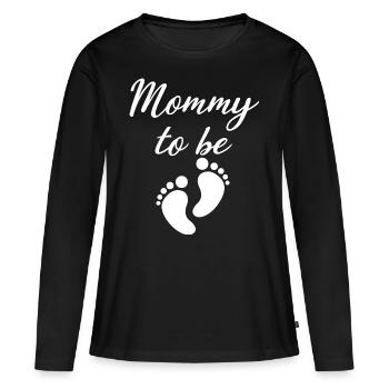 Maman, enceinte, grossesse, femme enceinte - T-shirt manches longues Premium bio Femme - noir - Devant - Julia (174cm)