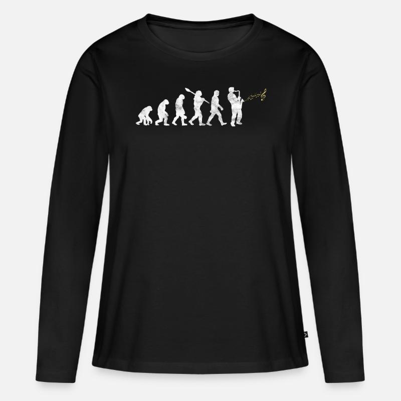 Saxophone Saxophonist Evolution - Frauen Premium Bio Langarmshirt - Schwarz