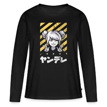 Anime Otaku - T-shirt manches longues Premium bio Femme - noir - Devant - Julia (174cm)