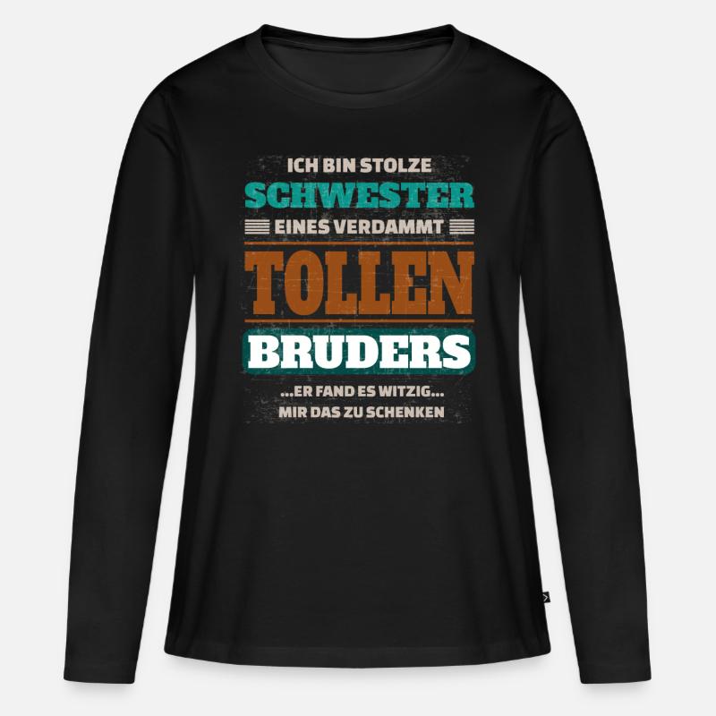 Stolze Schwester - Frauen Premium Bio Langarmshirt - Schwarz