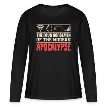Admin en informatique - T-shirt manches longues Premium bio Femme - noir - Devant - Julia (174cm)