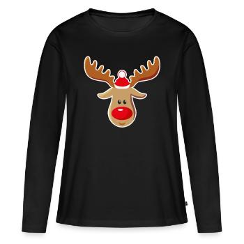 Cadeau de Noël Rudolf avec Rennes - T-shirt manches longues Premium bio Femme - noir - Devant - Julia (174cm)