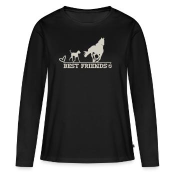Beste Freunde Hund und Pferd Spruch Best Friends - Frauen Premium Bio Langarmshirt - Schwarz - Vorne - Julia (174cm)